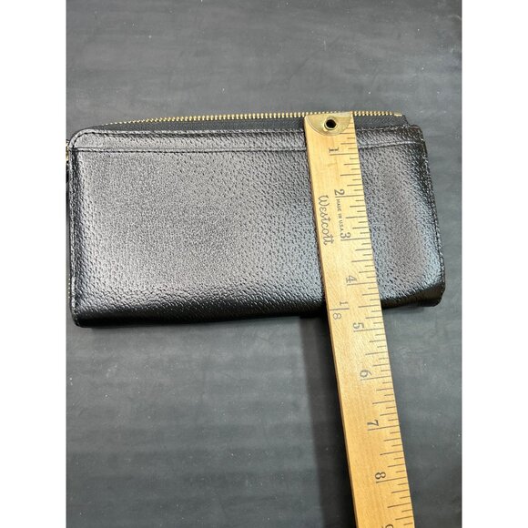 KATE SPADE NEW YORK Black Leather Zip Around Wristlet Wallet With Gold Hardware - Picture 10 of 10